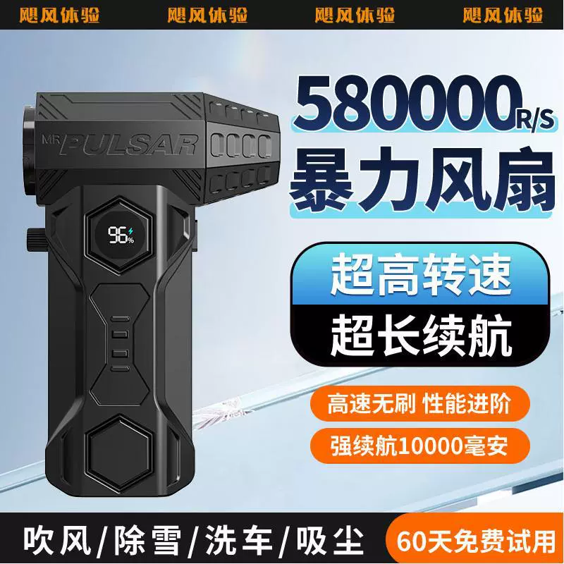 2025 Новый мини-вентилятор Violent Turbo с освещением для кемпинга и улицы, 580 000 об/мин, высокоскоростной ручной вентилятор, пылесос
