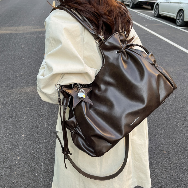 Large Capacity Retro Women's Bag 2025 Winter New Casual Crossbody Bag Textured Shoulder Commuter Tote Bag Export Quality - Thumbnail 7