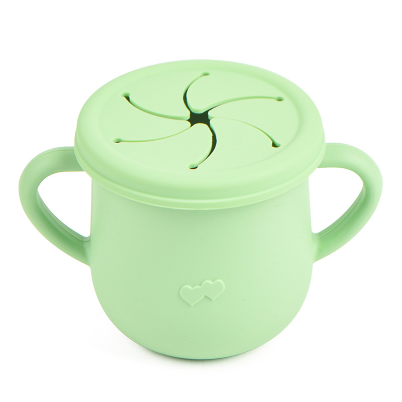 Silicona de grado alimenticio para niños snack Cup mango binaural portátil resistente a la caída con taza de paja de bebé taza de bebida de silicona