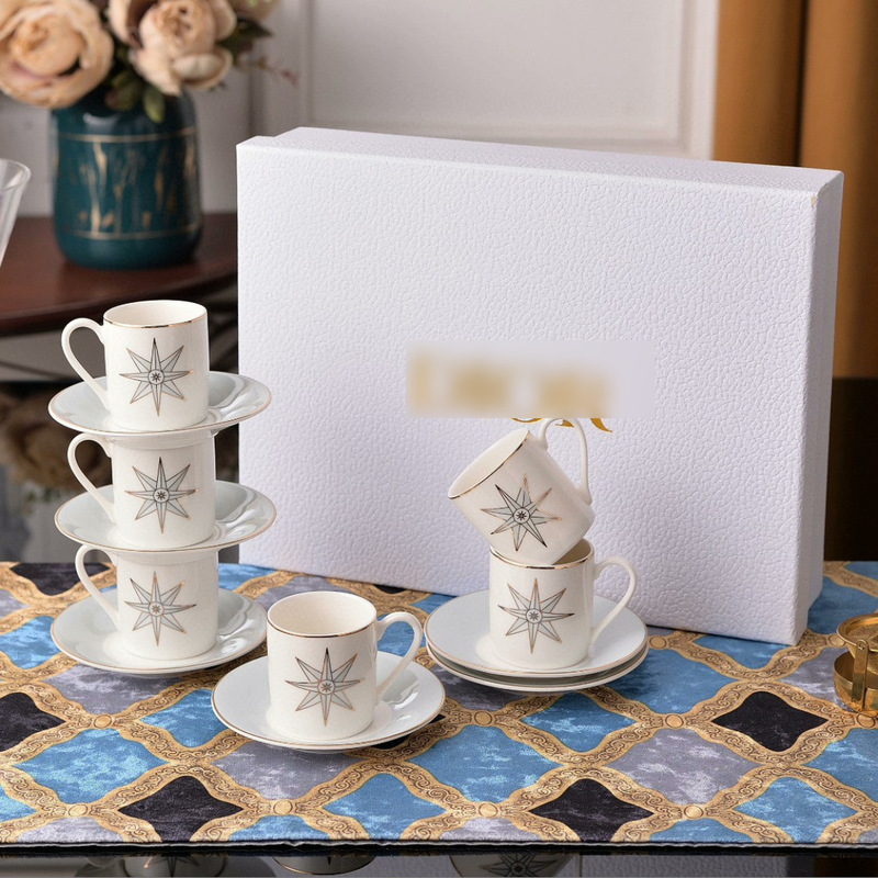 Cross-borDer D's New European Bone China Small Fresh Espresso Cup Home Lucky Star Series Water Cup Gift