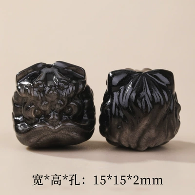 Accessories Wholesale, Zərgərlik ara hissələri - 5-gold-obsidian-small-lion-dance-figurine