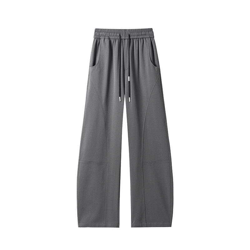 Schwarze Herren-Jogginghose mit diagonalem Schnitt und weitem Bein im sportlichen Herbst-Stil – Design im amerikanischen Retro-Stil_voghion.com