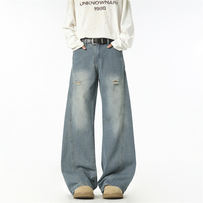 American-style high street straight-leg jeans for men, 2026 spring, loose fit, large size, casual long pants, vintage men's trousers American-style high street straight-leg jeans for men, 2026 spring, loose fit, large size, casual long pants, vintage men's trousers