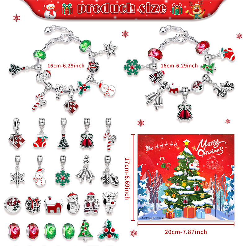 Christmas Jewelry Making Christmas Countdown 24 Calendar Advent Surprise Blind Box Christmas DIY Creative Combination Christmas Bracelet_voghion.com