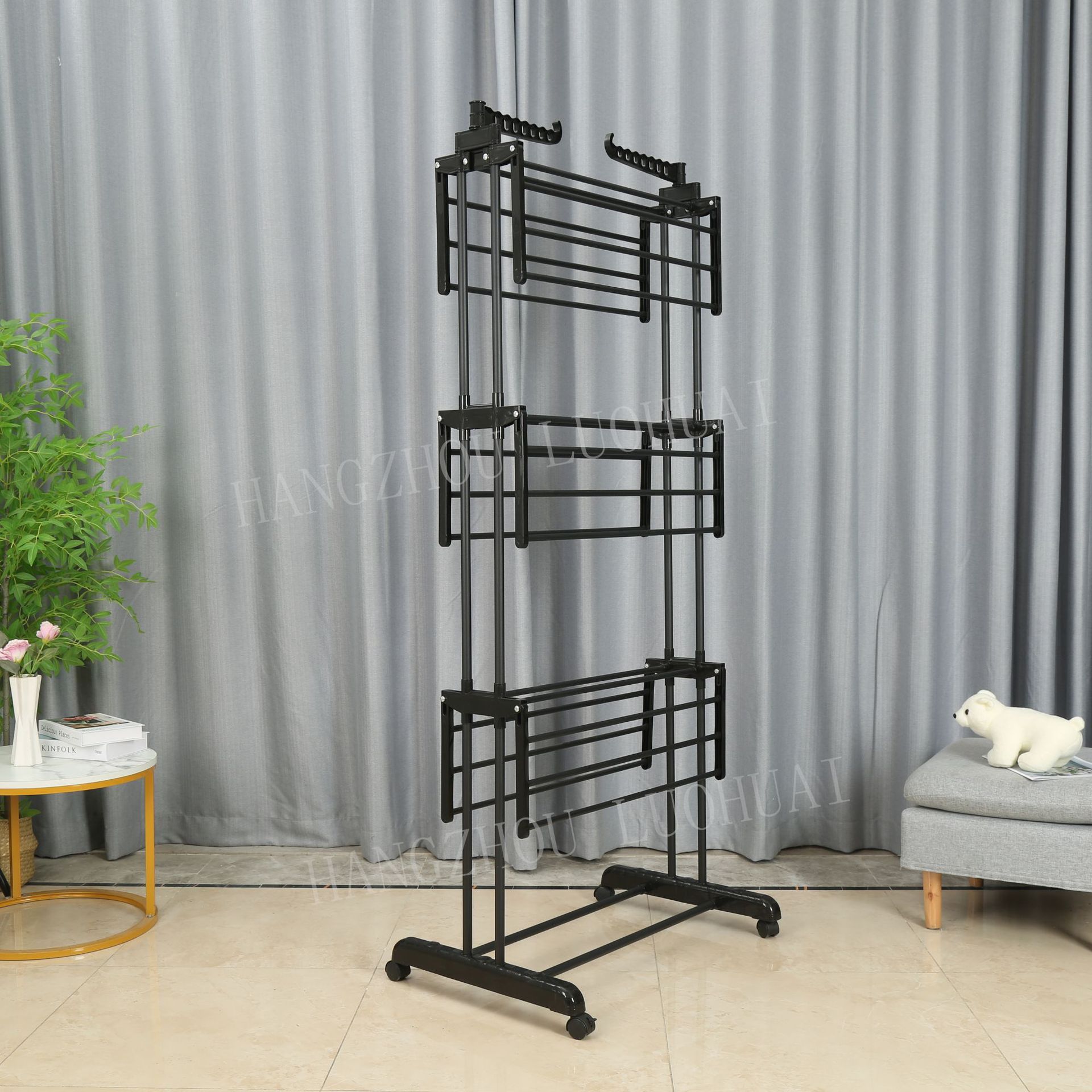 Perchero de Piso Plegable y con Ruedas, Portátil, para el Hogar