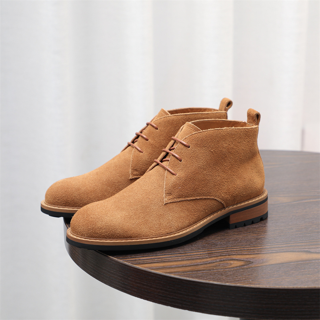 New Retro Desert Boots, Short Boots, Men's Genuine Leather Suede High-Top Men's Shoes, Hand-Sewn Outdoor Boots