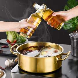 加厚不锈钢金色鸳鸯火锅商用电磁炉燃气炉通用大容量涮锅火锅盆