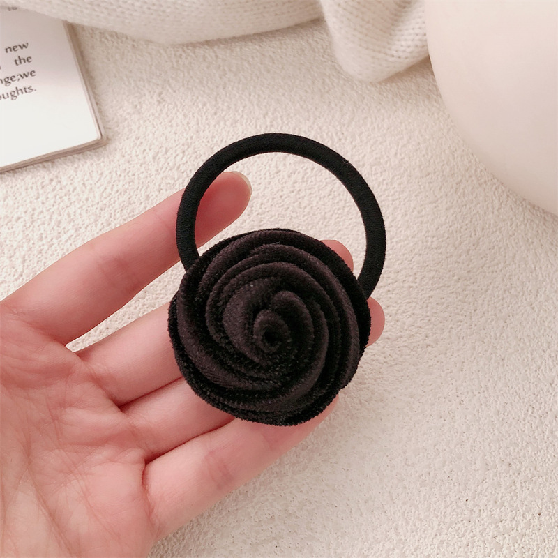 Nuevo estilo coreano de otoño y invierno de seda minimalista flores de cabello anillo de cabello cuerdas de cabello flores de cola de caballo cuerdas de cabello mujeres