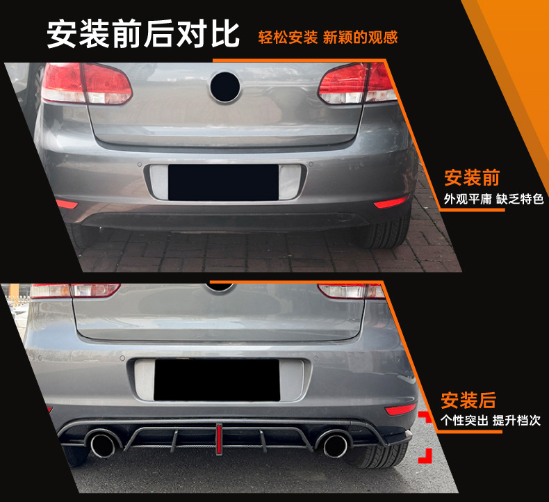 Suitable for Volkswagen Golf Mk6 2008-2012 Standard Version Rear Lip Spoiler Surround Modification