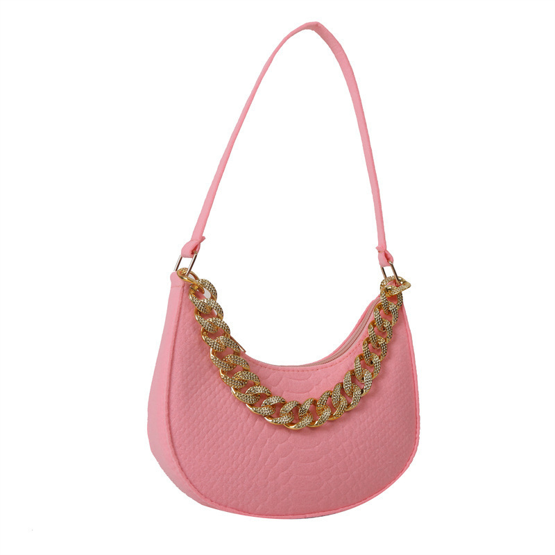 Moda de tela de fieltro 2023 tendencia nueva moda retro cadena simple mensajero hombro bolso de mano para axila