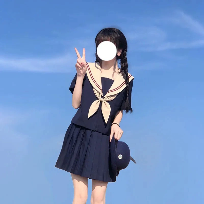 Японские подлинные товары JK Униформа Юбка Натуральная Базовая средняя одежда Костюм моряка с длинными рукавами Осенне-зимний костюм в академическом стиле