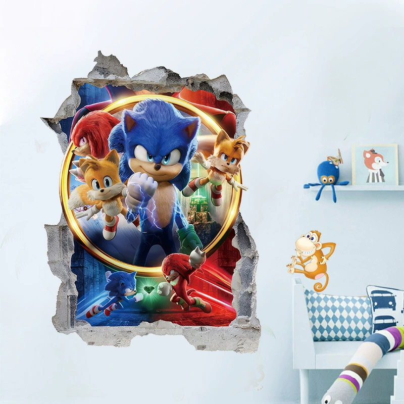 Мультфильм аниме наклейка Соник настенная наклейка для детской спальни украшение стены самоклеящийся плакат искусство граффити наклейка