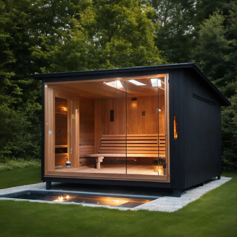 Sala de sauna de aguas termales al aire libre Sala de vapor de sudor doble individual Sala de vapor seco para cuatro personas Sala de vapor de patio multijugador Casa de madera