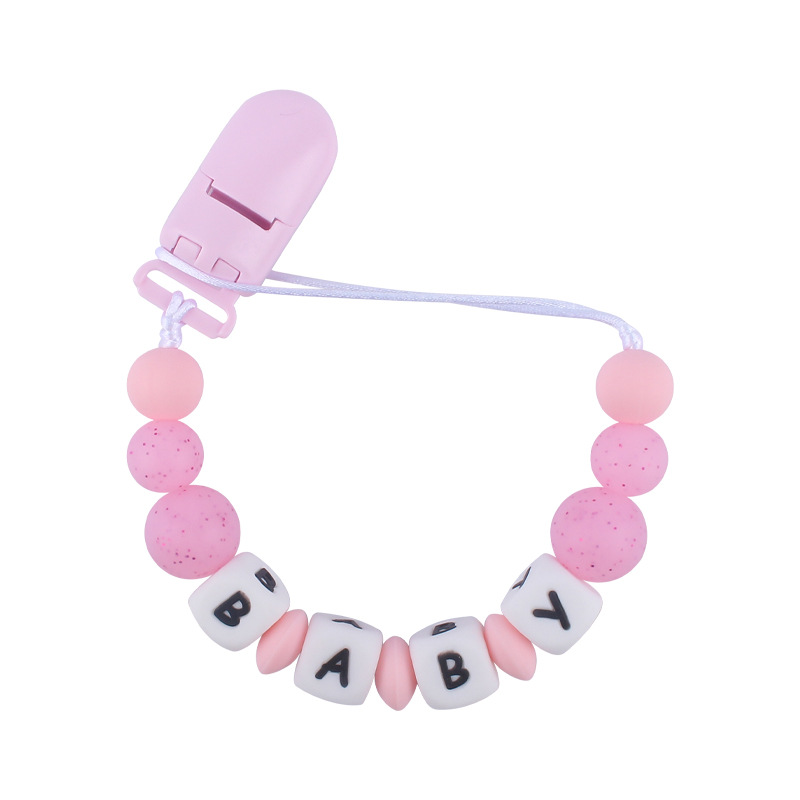 Bebé suministros Hemu chupete clip creativo bebé DIY Nombre de silicona mordedura pegamento molar chupete cadena