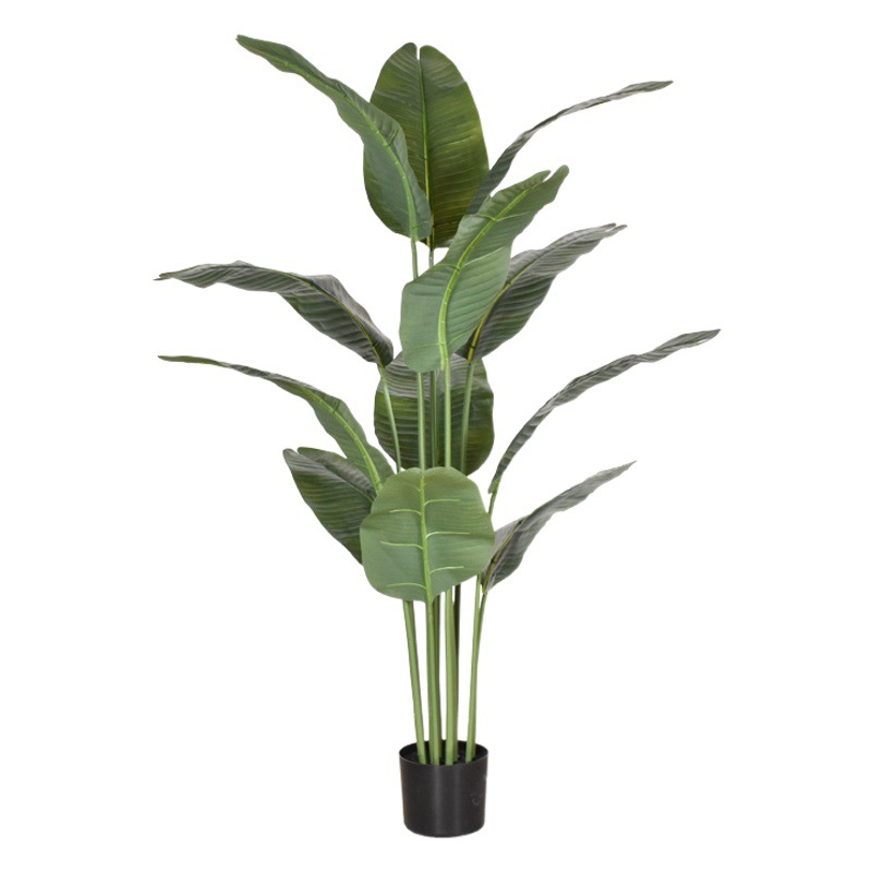 Simulación de estilo nórdico, plantas verdes, plátanos viajeros, plantas en macetas, decoración interior del hogar, árboles falsos, canna, plantas de aves del paraíso