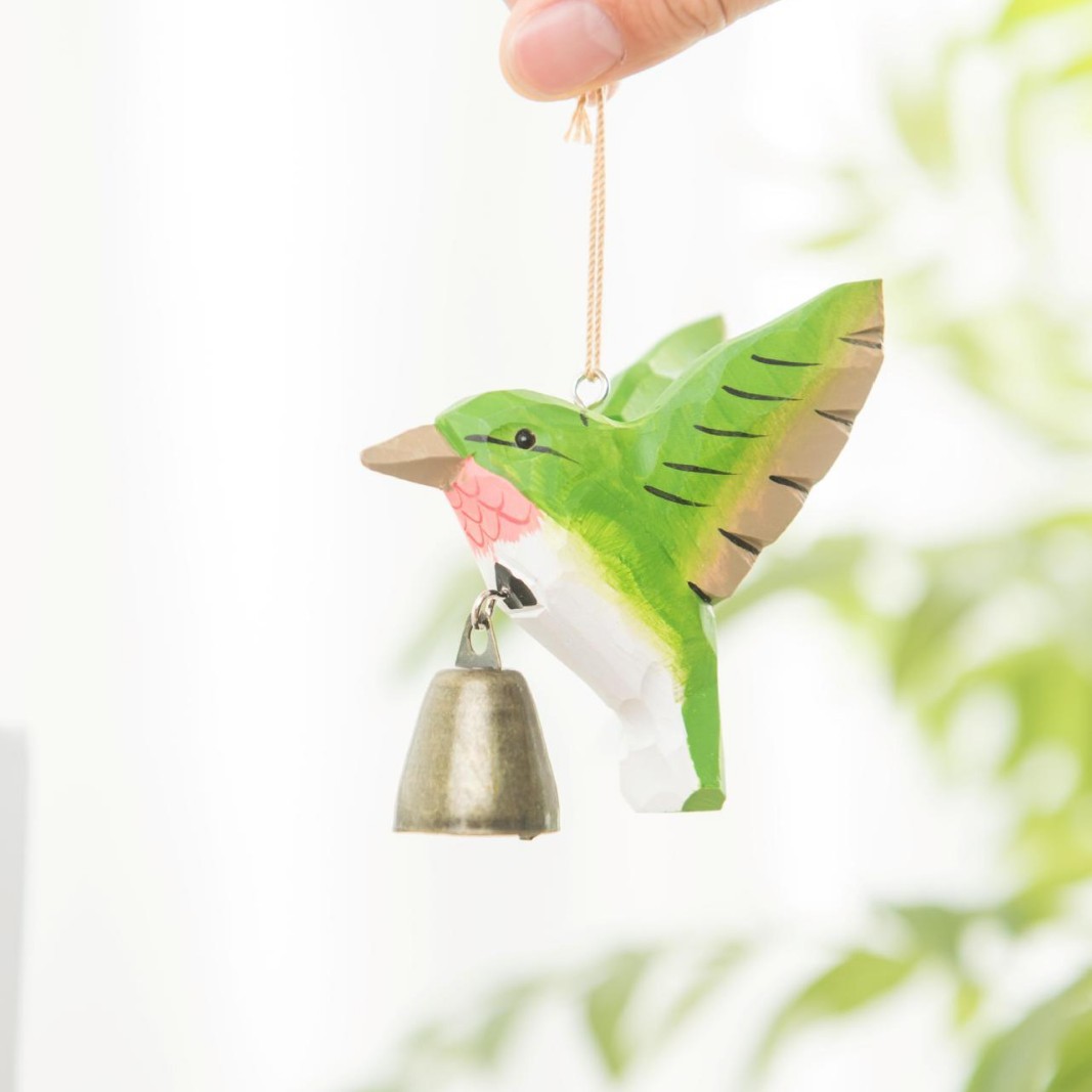 Hecha a mano colibríes colgar decoración de mesa campana colgar decoración de patio campana de viento pájaros