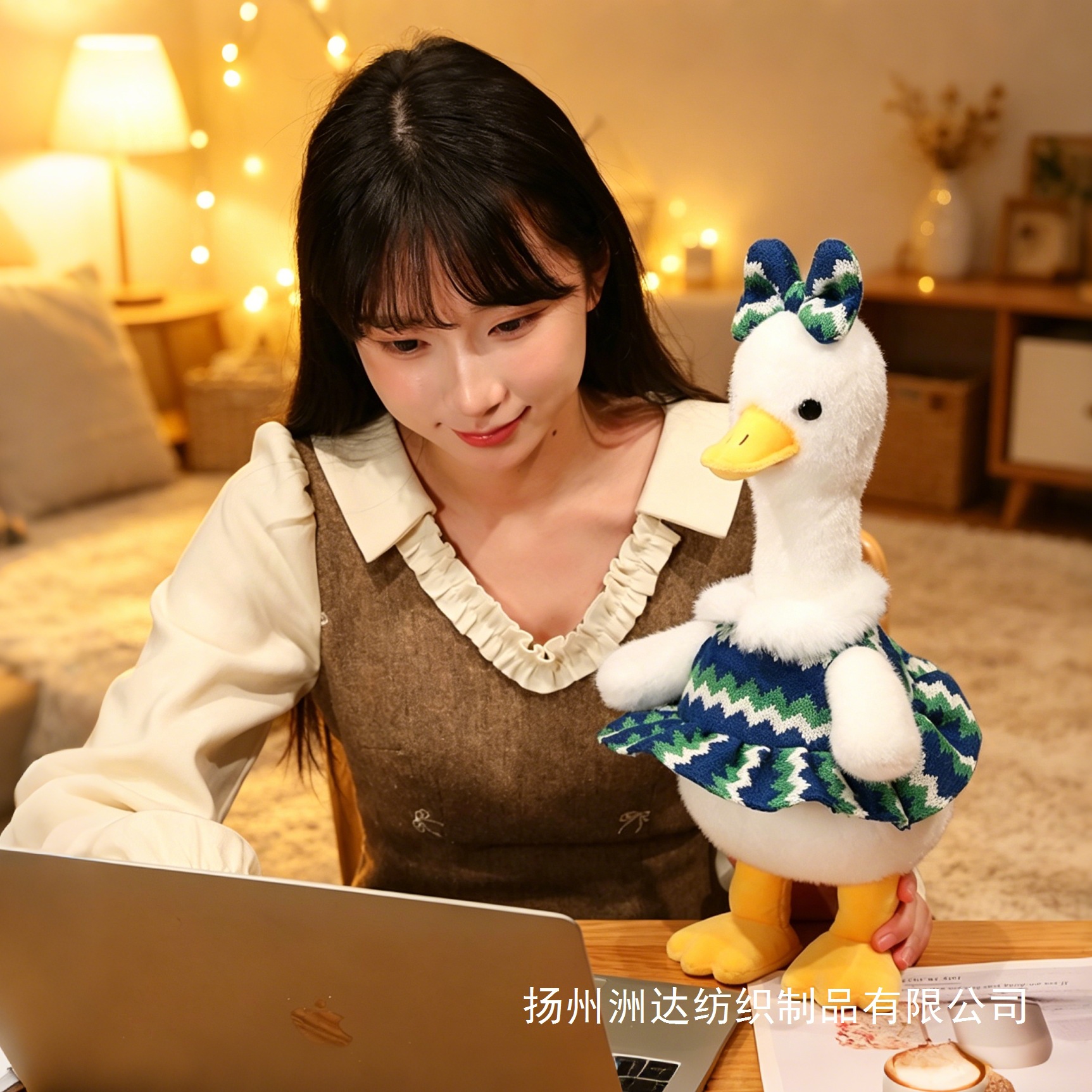 Bebé pato muñeca feliz pato muñeca cóncava modelado pato amarillo juguete de peluche regalo de cumpleaños para chicas