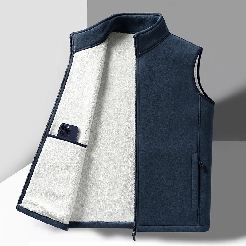 Fleece Middle-aged and Elderly Vest Men's Autumn and Winter Dad's Coat fleece-lined Warm Waistcoat Casual Fleece Jacket Vest