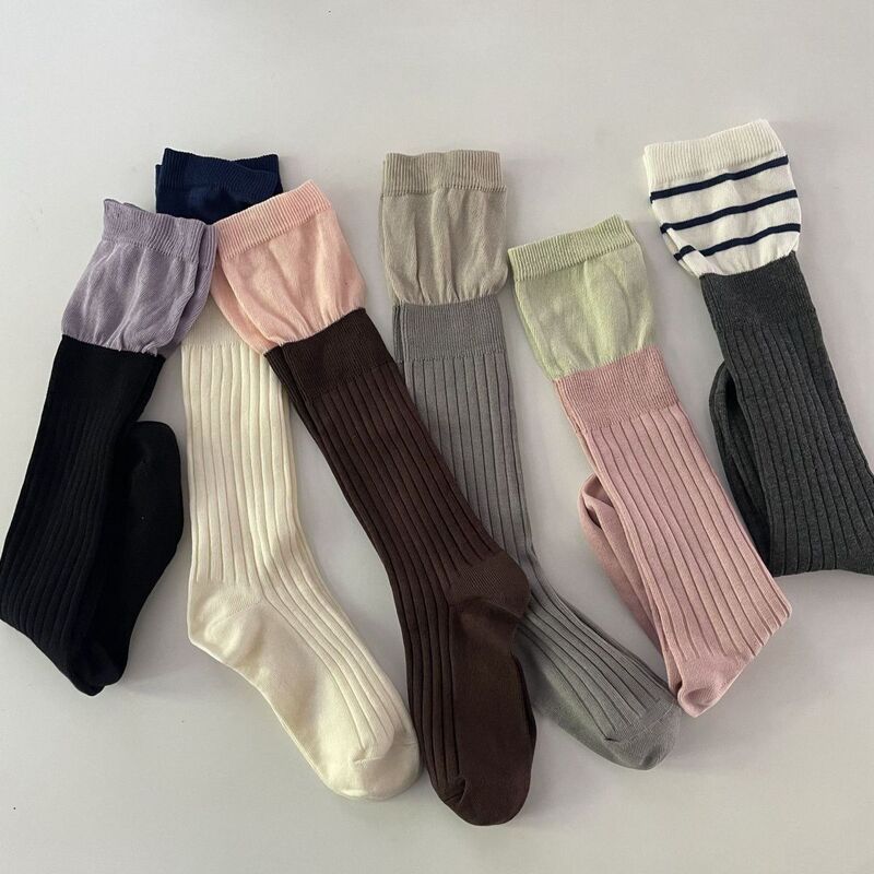 Women's Small Leg Socks for Spring and Summer Dopamine Color Matching One-piece Knitted Long Barrel Stacked Socks Breathable All-match Internet Popular Same Socks