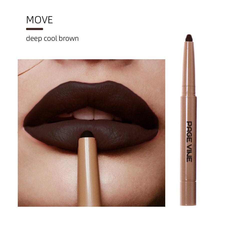 Maquillaje transfronterizo PAGE VINE Amazon Mate de doble cabeza sedoso polipéptido delineador de labios lápiz labial nude comercio exterior