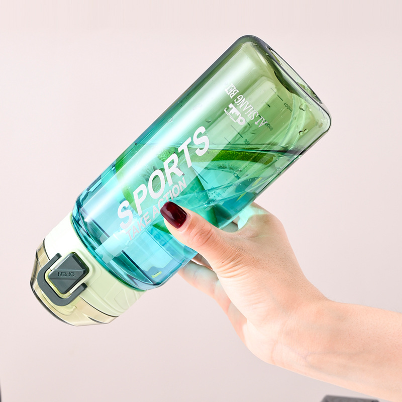 Taza de agua de dos colores deportiva de celebridades de Internet Taza de plástico resistente a altas temperaturas y a prueba de caídas Taza para beber para estudiantes Taza de paja con tapa elástica con anillo
