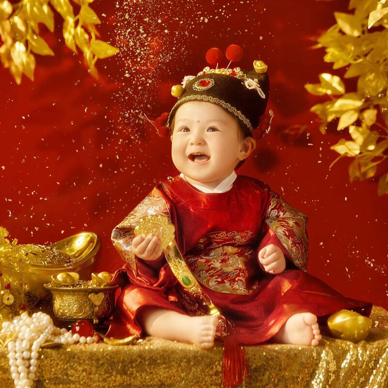 Little God of Wealth Outfit for First Birthday Party, Photo Studio Photoshoot, Baby Portrait, Two-Year-Old Photo, Traditional Chinese Costume, Dragon Robe, Children's Coming-Of-Age Ceremony Little God of Wealth Outfit for First Birthday Party, Photo Studio Photoshoot, Baby Portrait, Two-Year-Old Photo, Traditional Chinese Costume, Dragon Robe, Children's Coming-Of-Age Ceremony