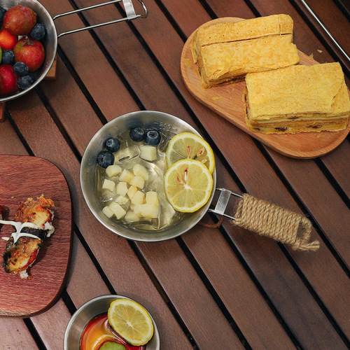 Outdoor 304 stainless steel food grade folding bowl picnic rice bowl barbecue folding cup camping portable cookware 300ML