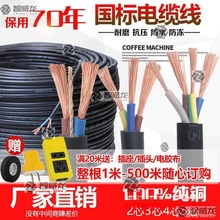 珠江电缆线国标纯铜芯电线防冻软线RVV两芯三相电源线1/2.5/6平方