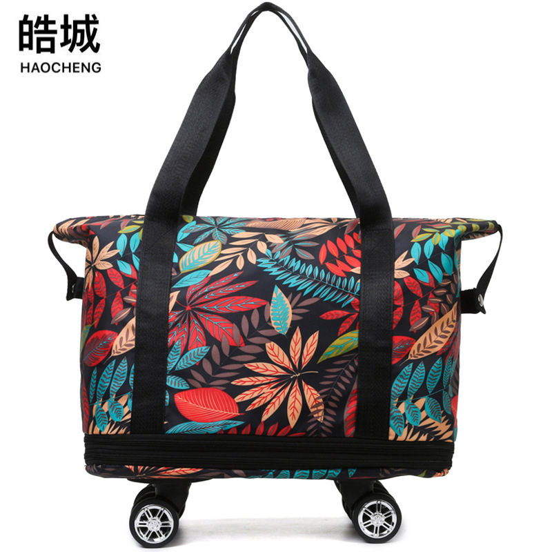 Bolsa de viaje de expansión de doble capa con rueda universal de separación en seco y húmedo de gran capacidad, bolsa de equipaje de mano, bolsa de deporte y fitness