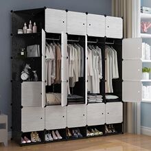 衣柜简易组装家用卧室家具布仿木钢管加加固小挂推拉门收纳柜子