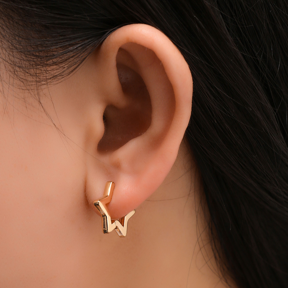 7g Weight Alloy Ear Needle Material Earrings Classification 1 Pair Quantity Casual, Street Occasion Alloy Material Pentagram, Geometric, Heart Shape Pattern All Seasons Season Unisex Gender Polished Finish Plating Design Casual, Commute Style 1 Pair Casual Commute Pentagram Geometric Heart Shape Plating Alloy Earrings 16