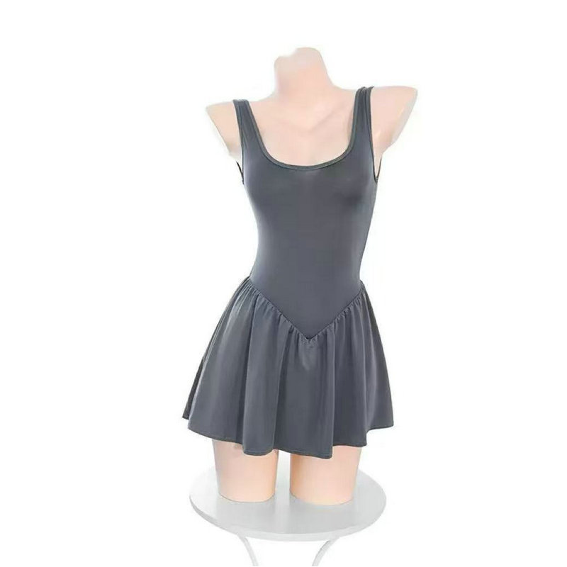 Sexy One-Piece Swimsuit Zipper Open Crotch Suspender Dress Ice Silk Summer Pure Lust Sexy Pajamas for Women Without Taking Off Hot