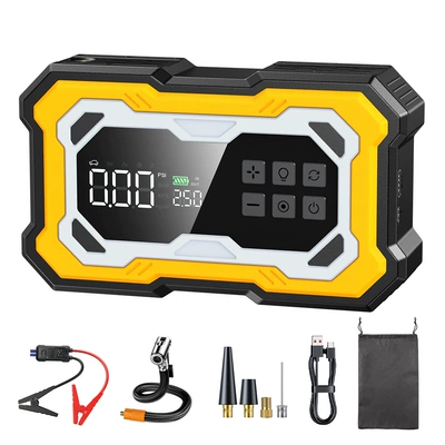 【NC9】Cross-border car emergency starting power supply and air pump, multifunctional portable battery jump starter (Other Automotive Safety Supplies) - neutral-nc9-6000mah-smart-clip-storage-bag-white-inside-yellow-outside