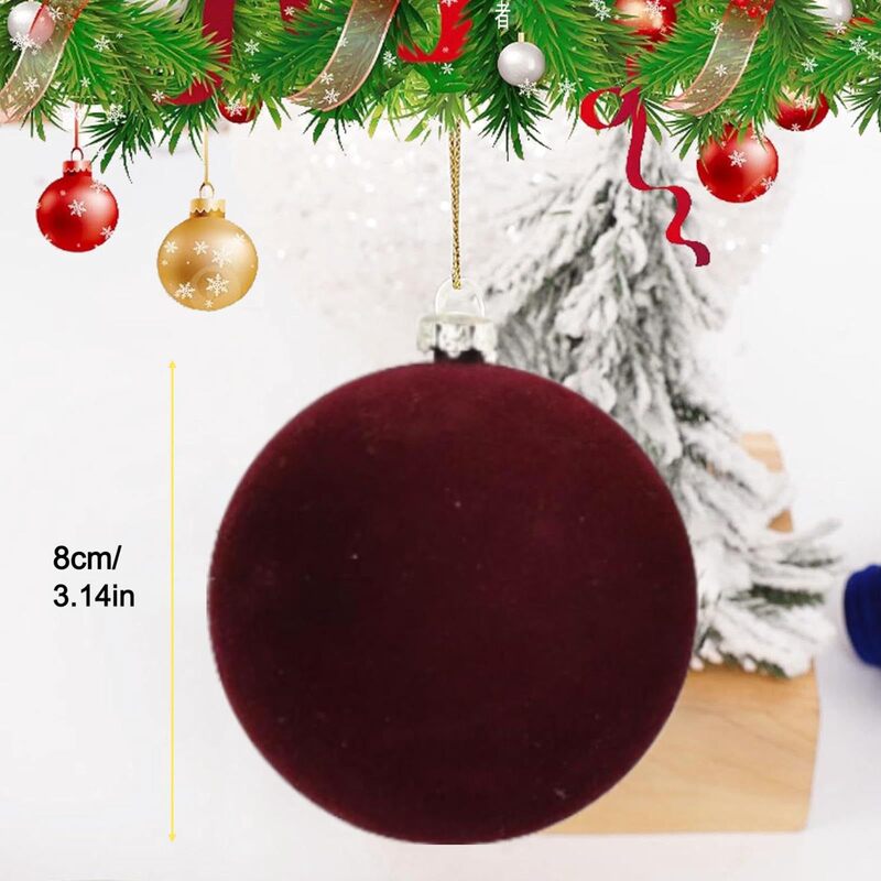 クロスボーダー新製品 8 センチメートル植毛ボールクリスマス装飾ボールセットクリスマスツリーシーンレイアウトクリスマスペンダント|undefined