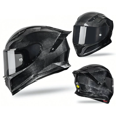 Helmet for Men and Women, Suitable, Motorcycle Safety Supplies - carbon-fiber-3k-shiny-stone-black-m-head-circumference-55-56cm