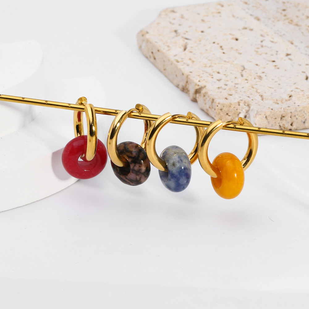 Daily Occasion PVD Coated Real Gold Plated 18K Gold Circle 201 Stainless Steel Retro Waterproof Non Tarnish Earrings