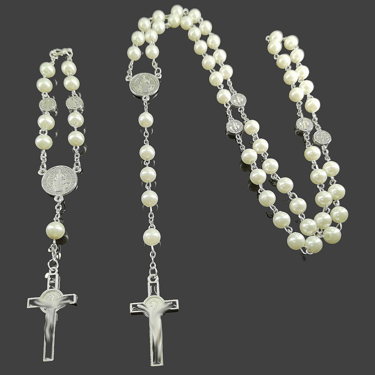 Cross-Border Hot-Selling Geometric Pendant Imitation Pearl Long Sweater Necklace Bracelet Jewelry Set Decoration Accessories Wholesale N003