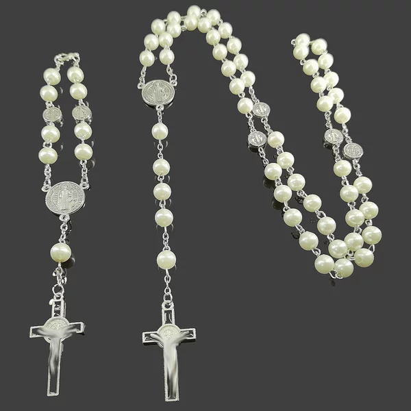 Cross-Border Hot-Selling Geometric Pendant Imitation Pearl Long Sweater Necklace Bracelet Jewelry Set Decoration Accessories Wholesale N003