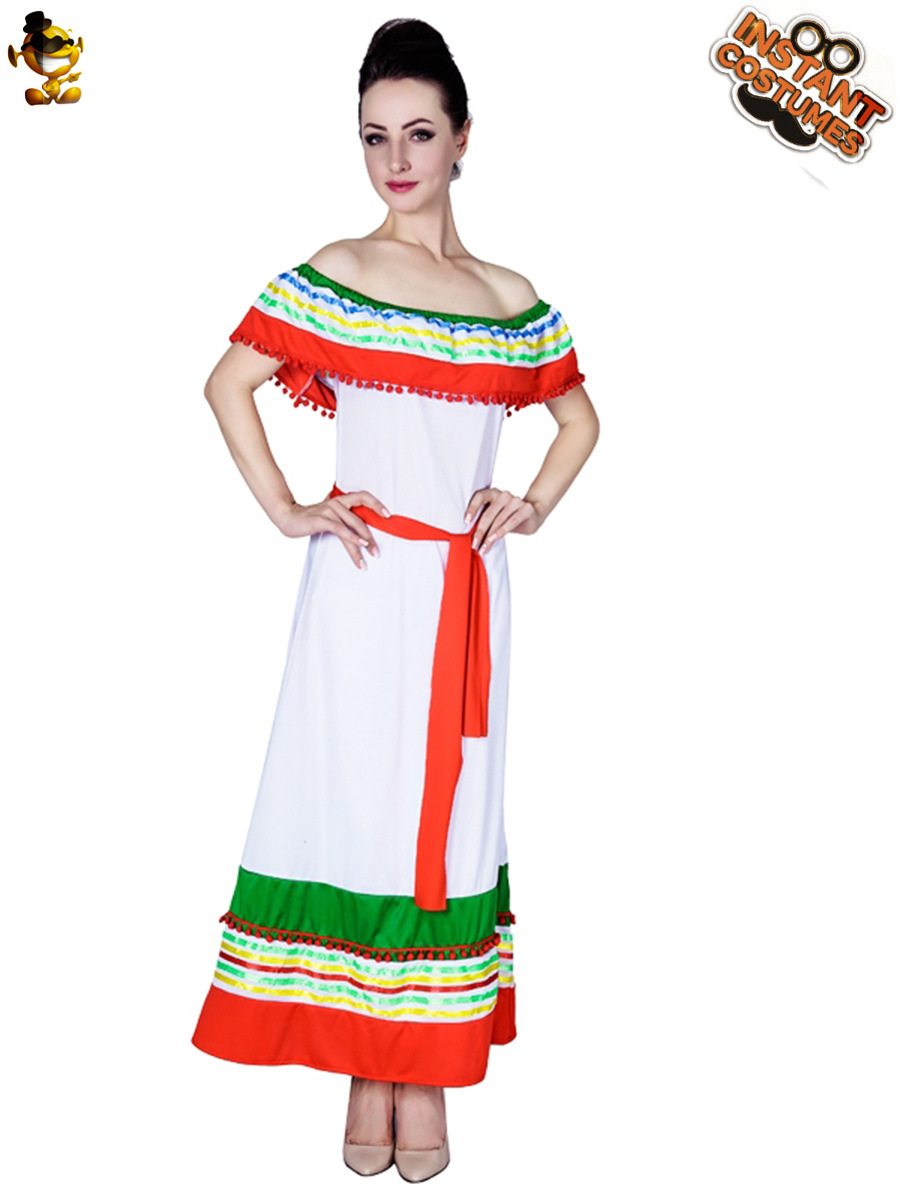Halloween de las mujeres adultas vestido étnico mexicano traje mascarada Cosplay ropa del funcionamiento la etapa