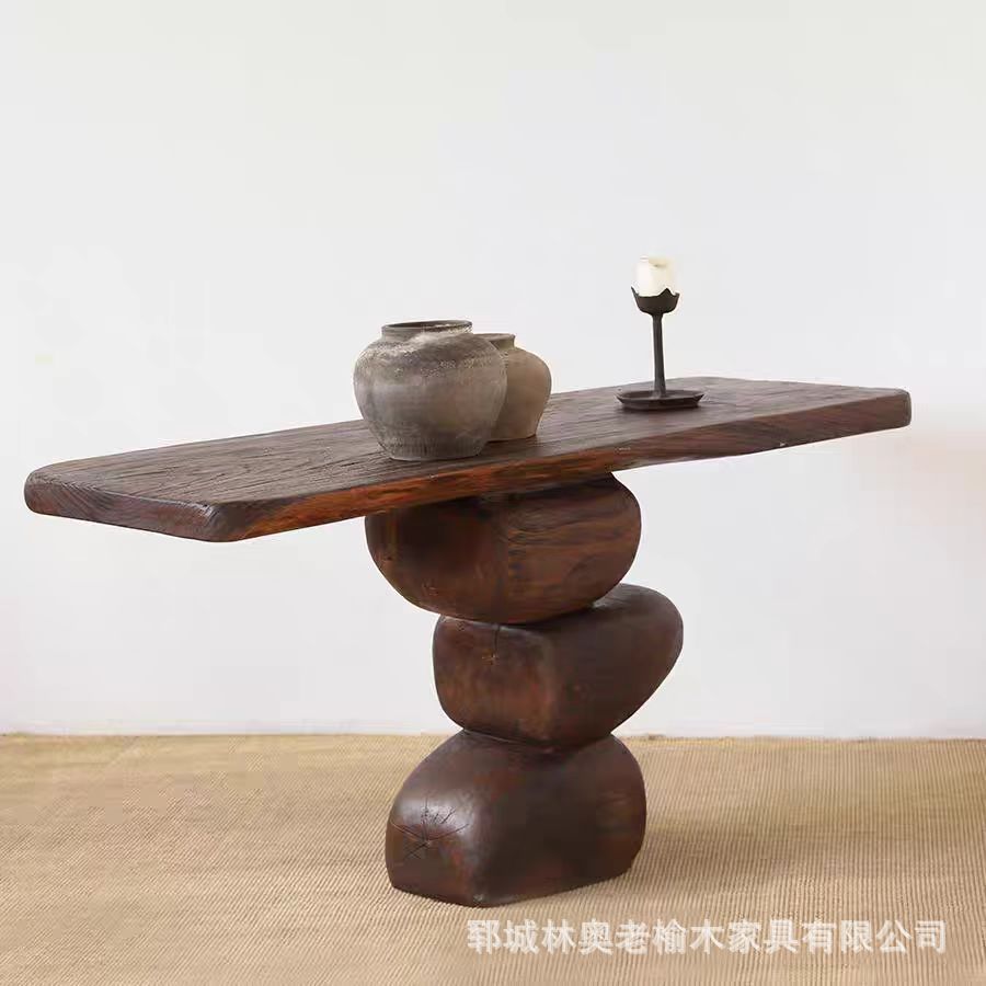 오래된 느릅나무 현관문, 원목 테이블, 와비사비 스타일 B&B 티 테이블, 호텔 커피 테이블, 사이드 테이블, 거실 가구