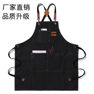 Cross-border thickened cotton foreign trade canvas apron Denim apron kitchen household milk tea shop work clothes apron wholesale