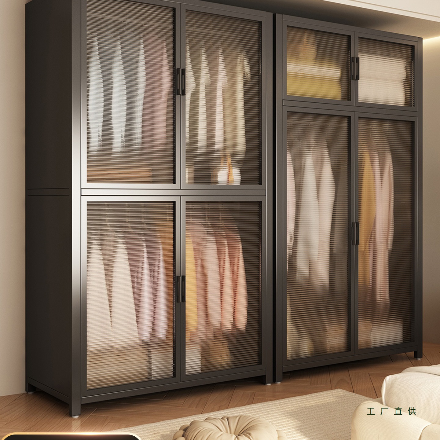 Steel Wardrobe for Home Bedroom Rental, Easy Assembly Iron Shelf Wardrobe, Sturdy and Durable Metal Storage Cabinet