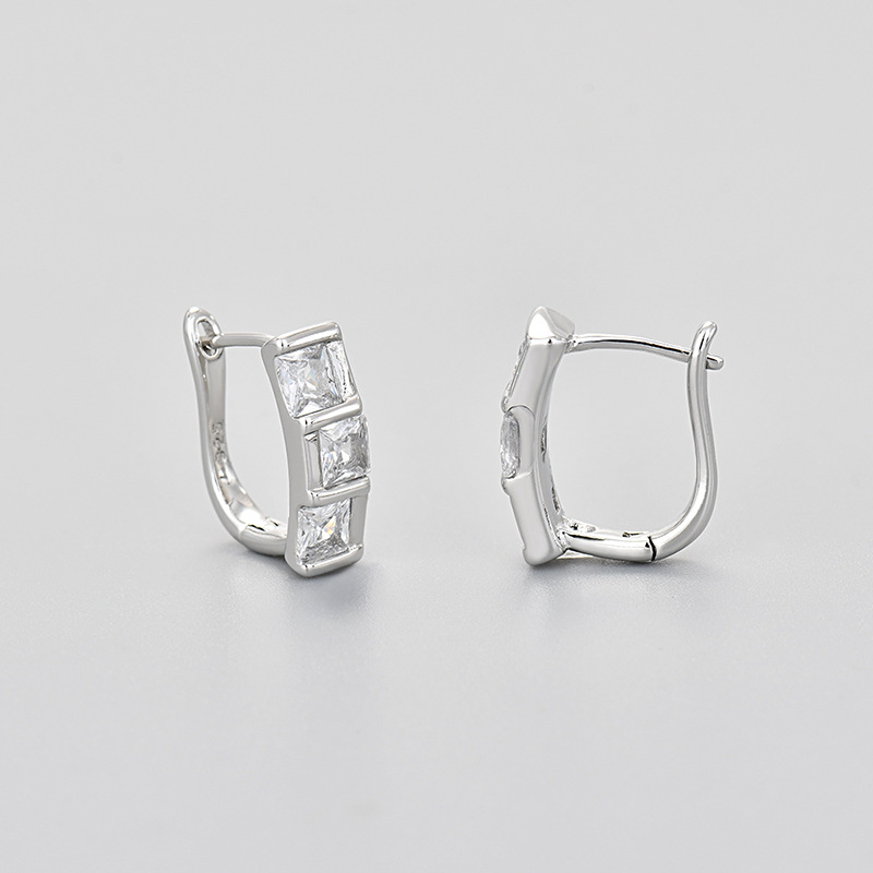 universal geometric square earrings with zircon