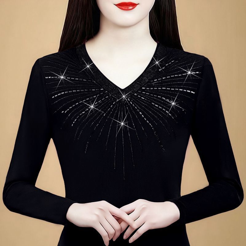 2025 New Women's Base Shirt Autumn and Winter Lace Long-Sleeve Mesh Top Thickened Inner and Outer Versatile Beautiful Blouse 2025 New Women's Base Shirt Autumn and Winter Lace Long-Sleeve Mesh Top Thickened Inner and Outer Versatile Beautiful Blouse