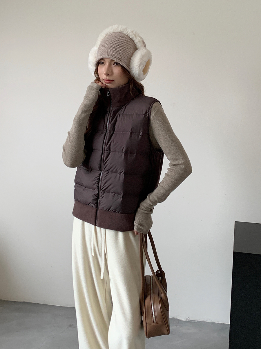 Finnafu nuevo chaleco de plumón de otoño y invierno de mujeres de alto nivel chaleco de chaqueta de arroz blanco caliente para usar una camisa universal