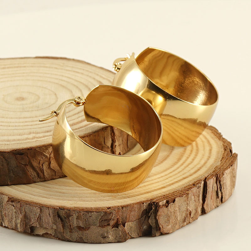 Pendientes de metal de alta calidad de acero inoxidable transfronterizo pendientes de diseño de nicho femenino pendientes de anillo retro europeo y americano pendientes