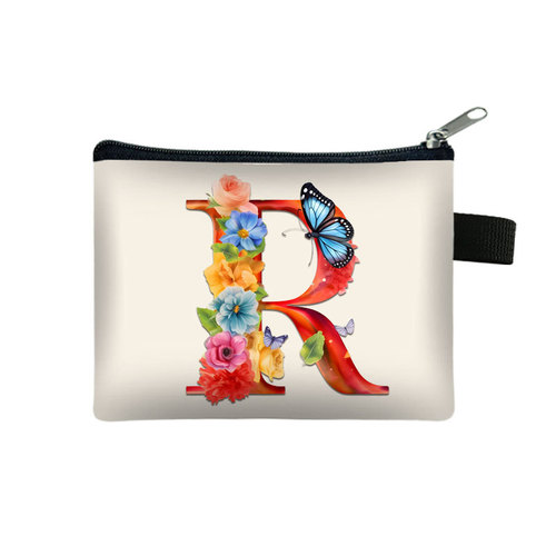 2025 New Butterfly Flower Letter Print Fabric Boho Style Small Purse Portable Card Holder Mini Purse
