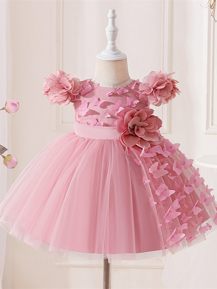 Amazon vestido de niñas desfile vestido de niñas decal de mariposa tridimensional vestido de niños