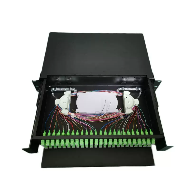 热销光缆终端盒48芯抽拉式光纤配线架电信品质2U机架式接续盒批发