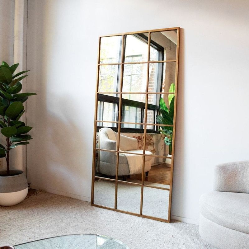 Nórdico moderno cuadrado simple espejo de cuerpo completo pared muebles interiores espejo de vestir de cuerpo completo decoración de entrada retro